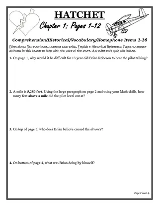 Hatchet Novel Study – Gary Paulsen Unit – sample page 4
