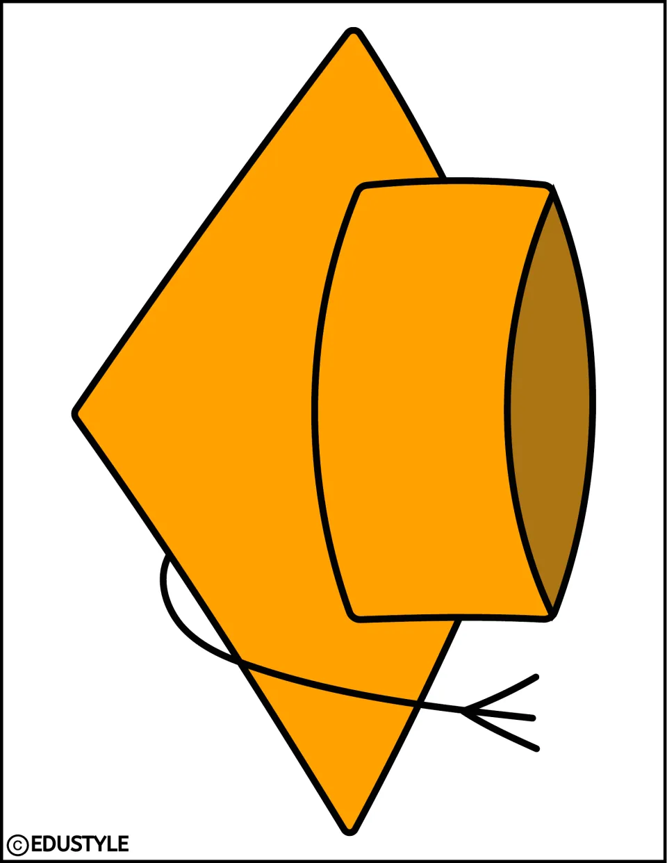 One large orange graduation cap cutout with a black tassel for the kit's bulletin board or door display
