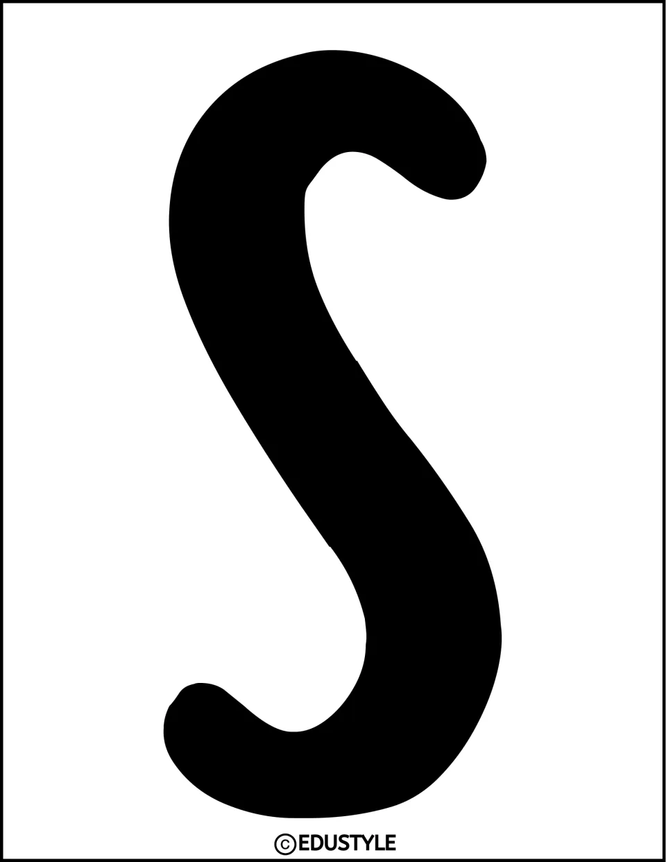 Solid black uppercase S, an individual cut-out letter for the graduation bulletin board or door display
