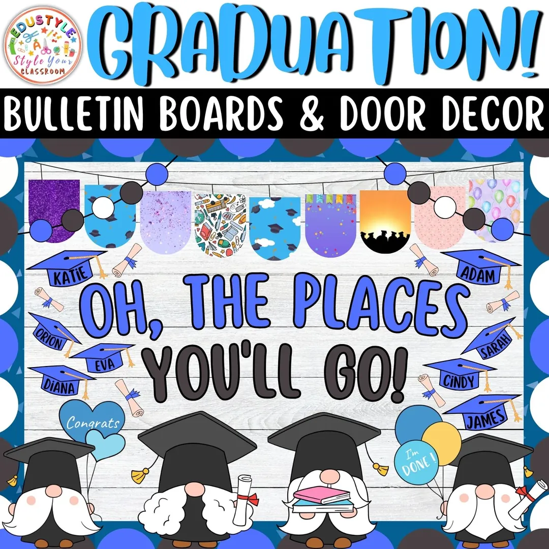 Hats Off to Our Grads!: Graduation Bulletin Boards And Door Decor Kits – cover