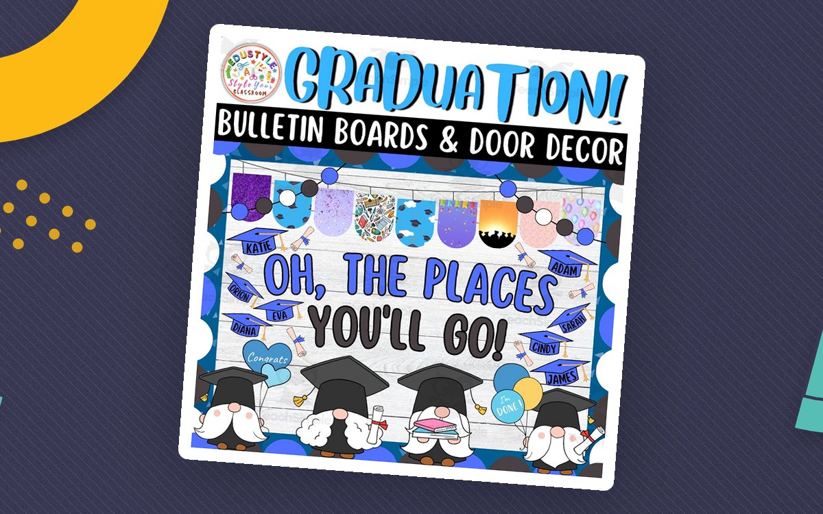 Hats Off to Our Grads!: Graduation Bulletin Boards And Door Decor Kits teaching resource preview