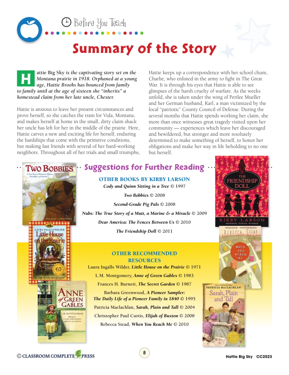 Story summary tracing Hattie's inherited Montana homestead, hardships, friendships, and World War I correspondence