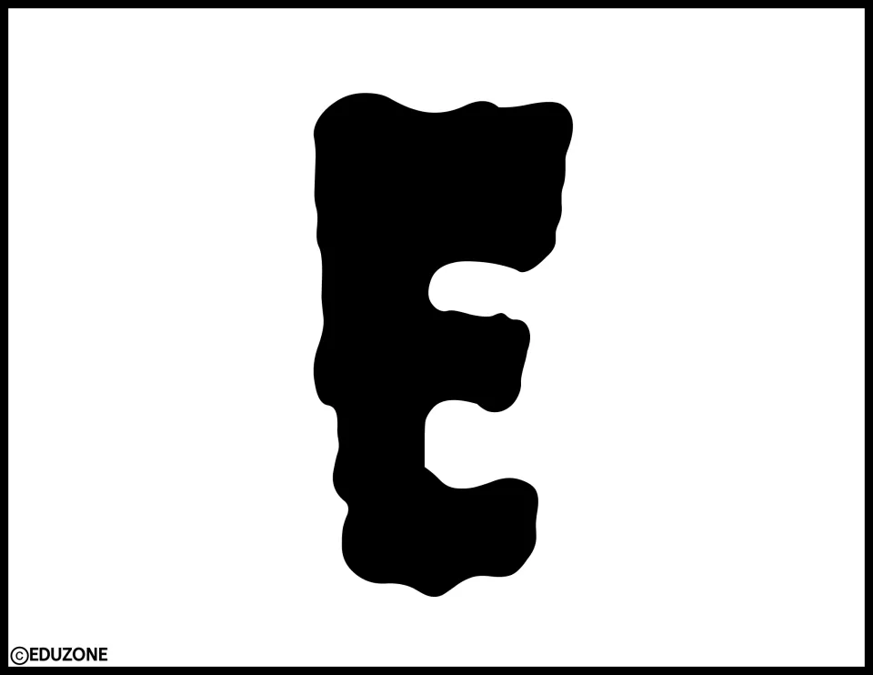 Solid black uppercase E, one of the cut-out display letters in the Halloween and Thanksgiving decor kit