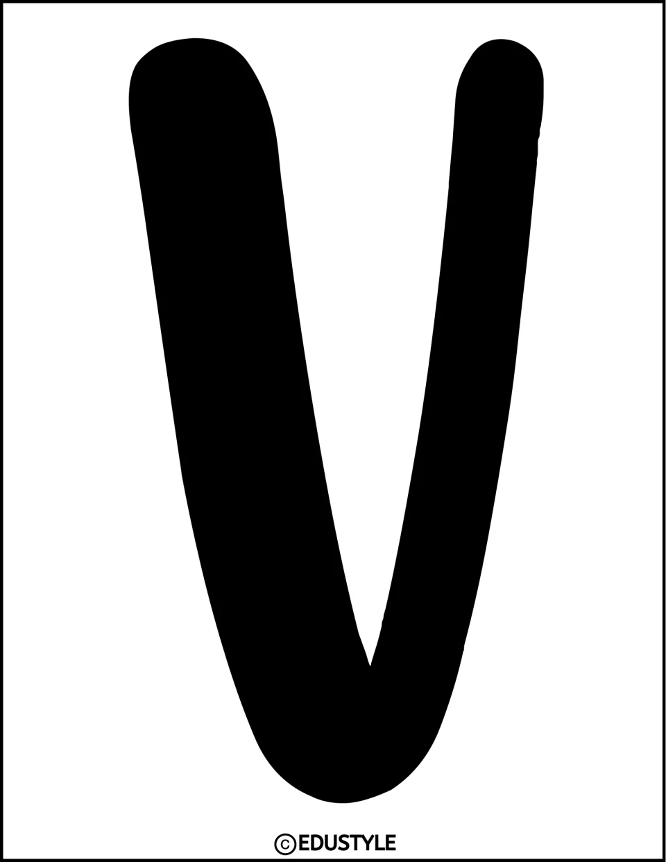 Solid black uppercase V, an individual cutout letter for the Christmas bulletin board or door display