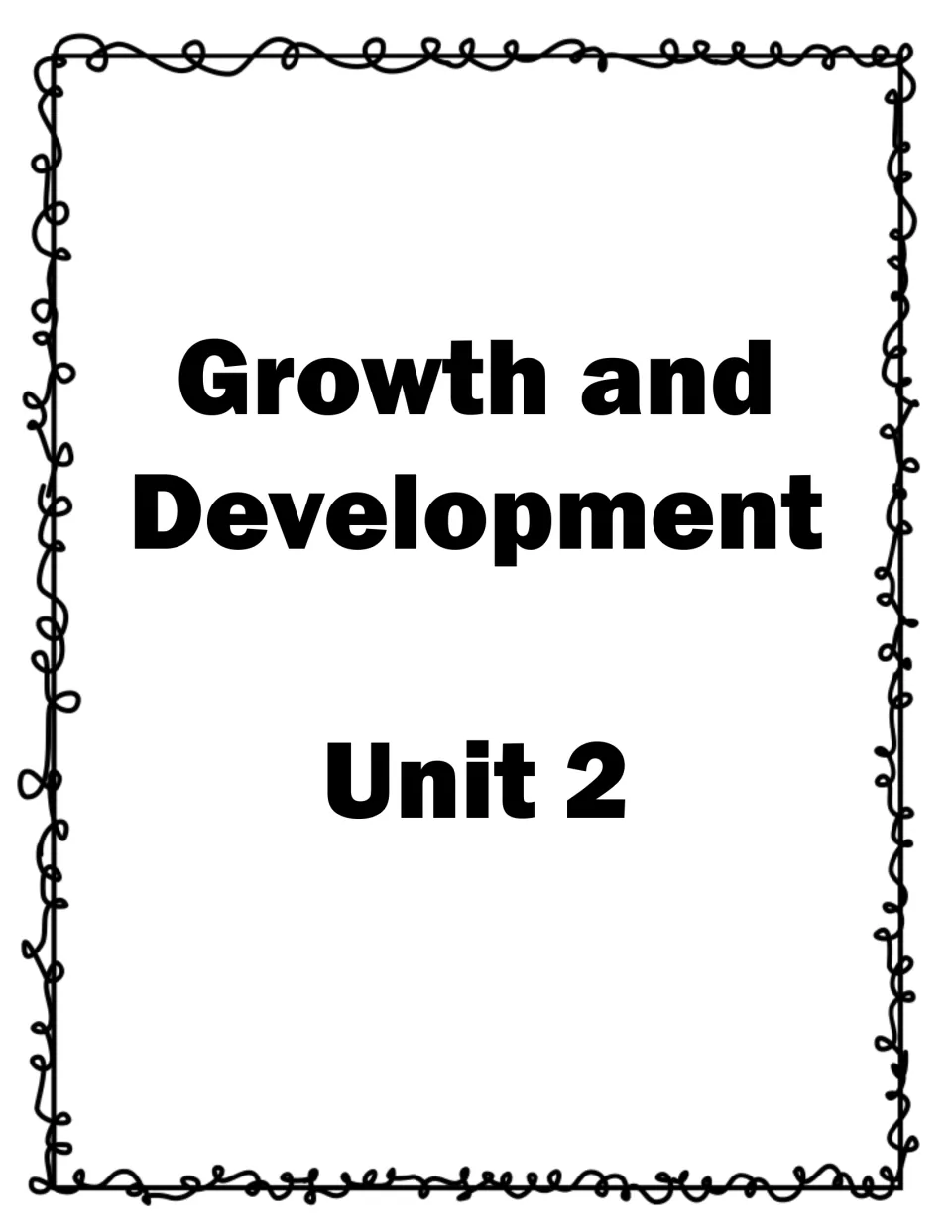 Unit 2 title page reading Growth and Development in large bold letters, marking the start of the student pages
