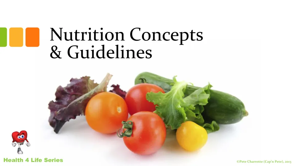 Nutrition presentation cover titled 'Nutrition Concepts & Guidelines' from the Health 4 Life Series.