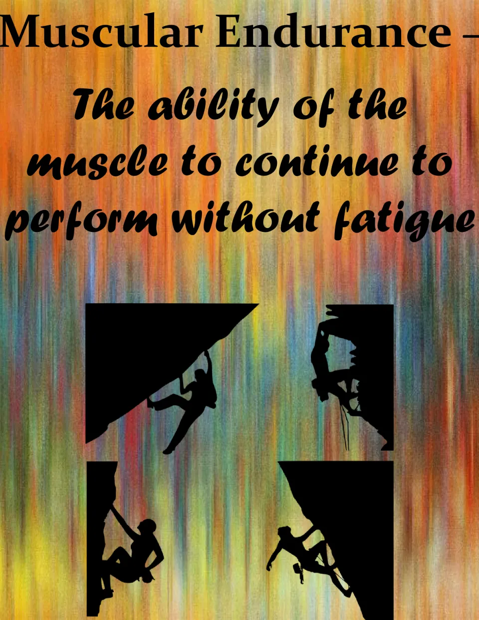 Fitness poster 2: muscular endurance, defined as the muscle's ability to continue to perform without fatigue