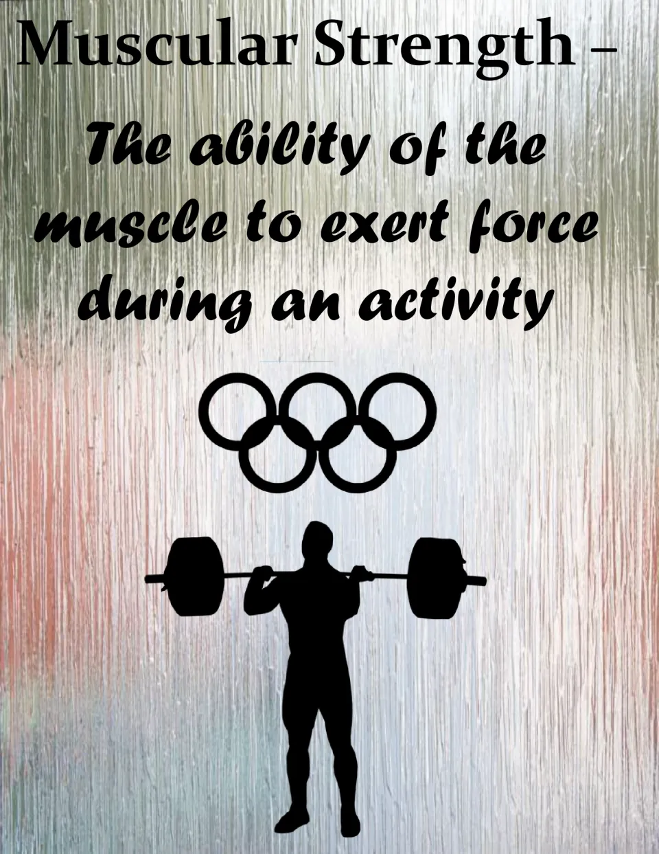 Fitness poster 6: muscular strength, defined as the ability of the muscle to exert force during an activity