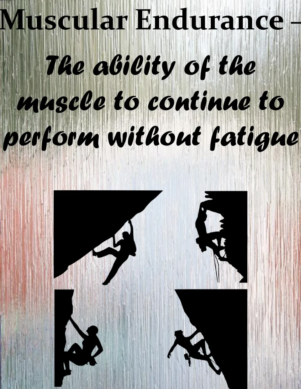 Fitness poster 7: muscular endurance, defined as the muscle's ability to continue to perform without fatigue