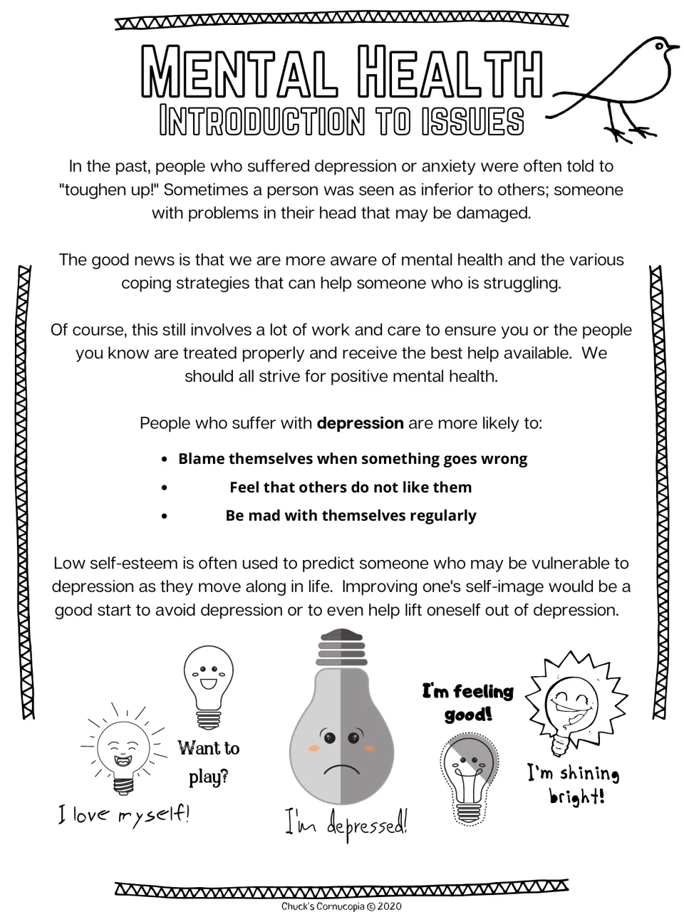 Introduction to depression: past attitudes, coping, three common thinking patterns and the role of low self-esteem