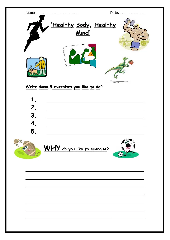 Healthy Body, Healthy Mind Worksheet – cover