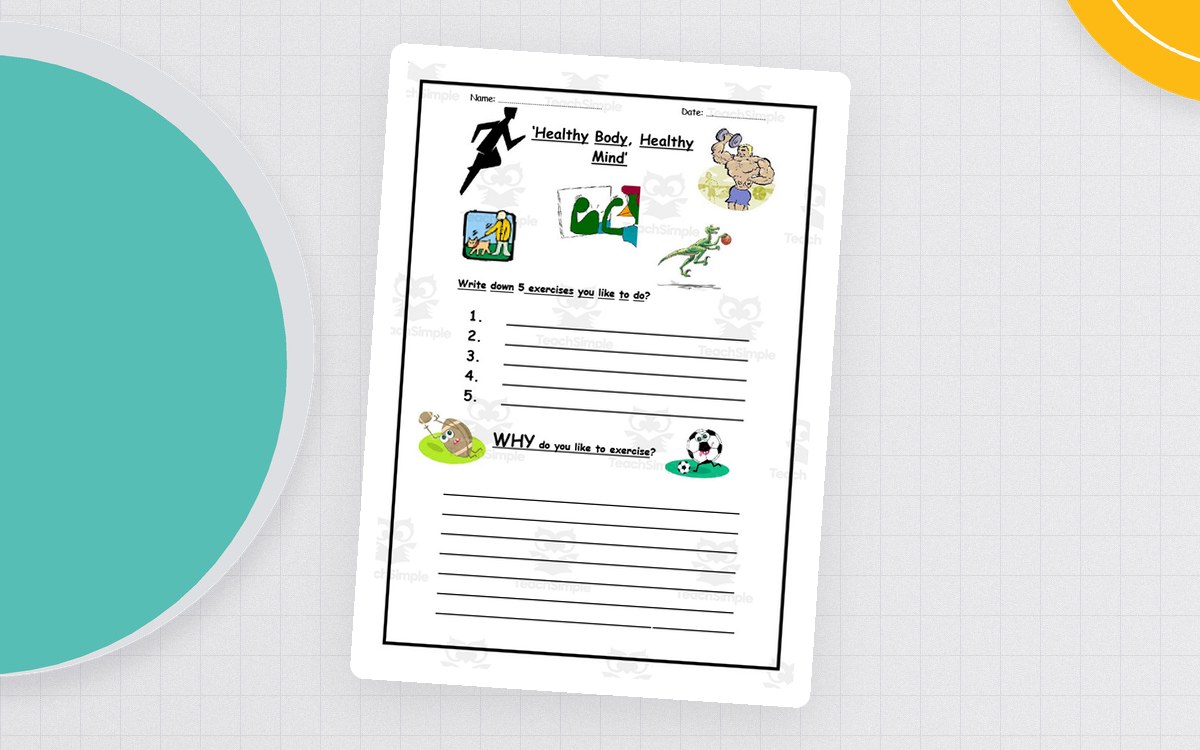 Healthy Body, Healthy Mind Worksheet preview: One-page printable worksheet