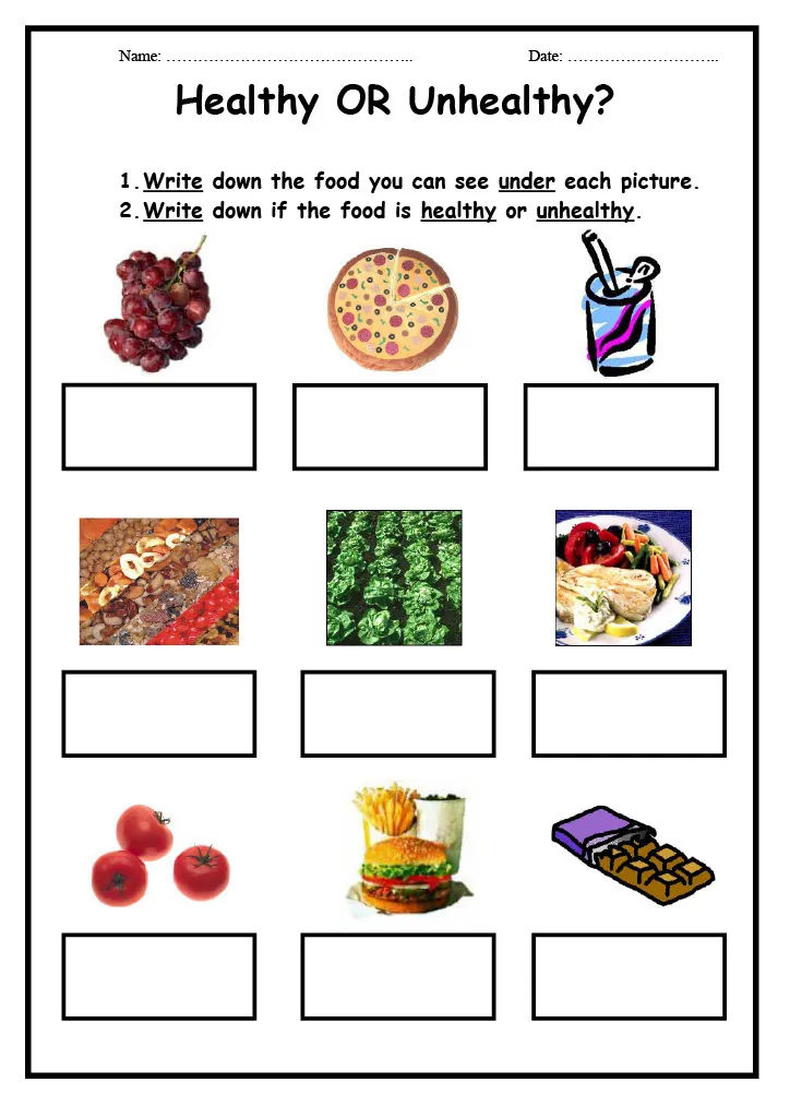 Healthy or Unhealthy Food – Sorting Worksheet – cover