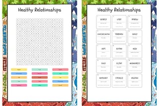 Healthy Relationships word search, scramble and crossword puzzle – cover