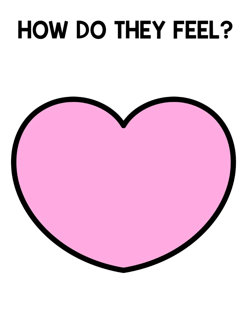 Emotions mat headed How do they feel? with a large empty pink heart for students to show or draw a feeling