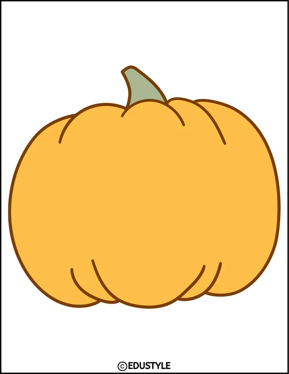 Single orange pumpkin with a green stem, a cut-out decoration for the kit's fall bulletin board or door display
