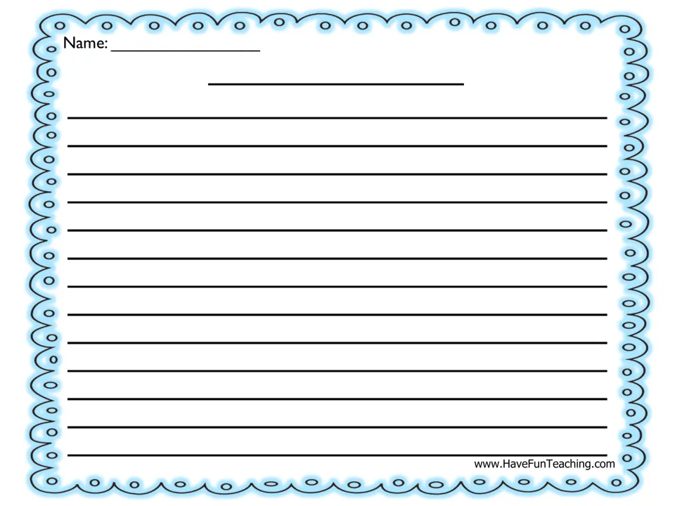 Second blue story writing sheet without a Draft! label, so students can continue writing their own story at length