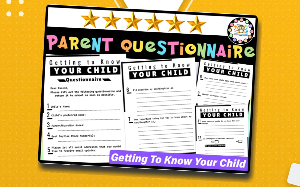 Help Me Get to Know Your Child |Questionnaire Parent Survey Worksheet preview