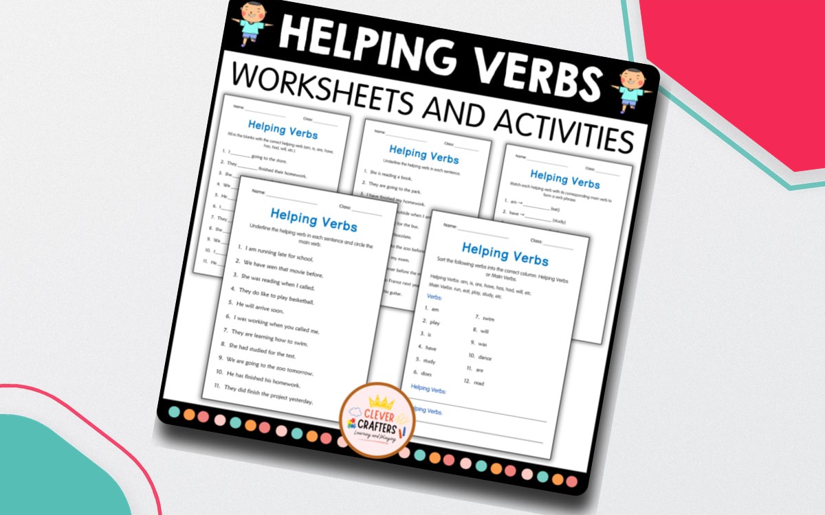 Helping Verbs Grammar Practice Activity Worksheets for Grade 1, 2, 3 preview