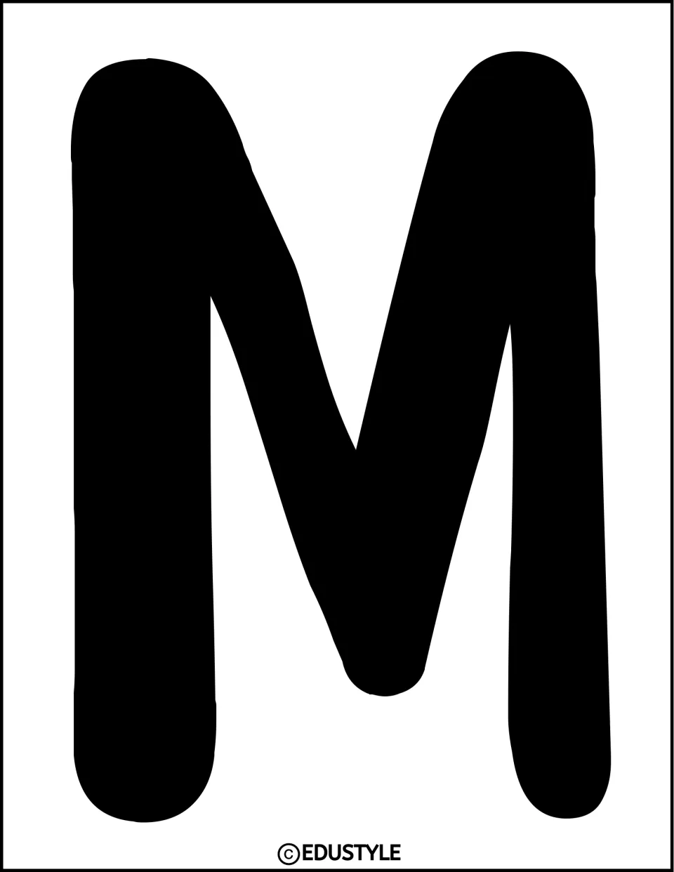 Bulletin board lettering: a full-page solid black capital M template to print and cut out for spelling a display title