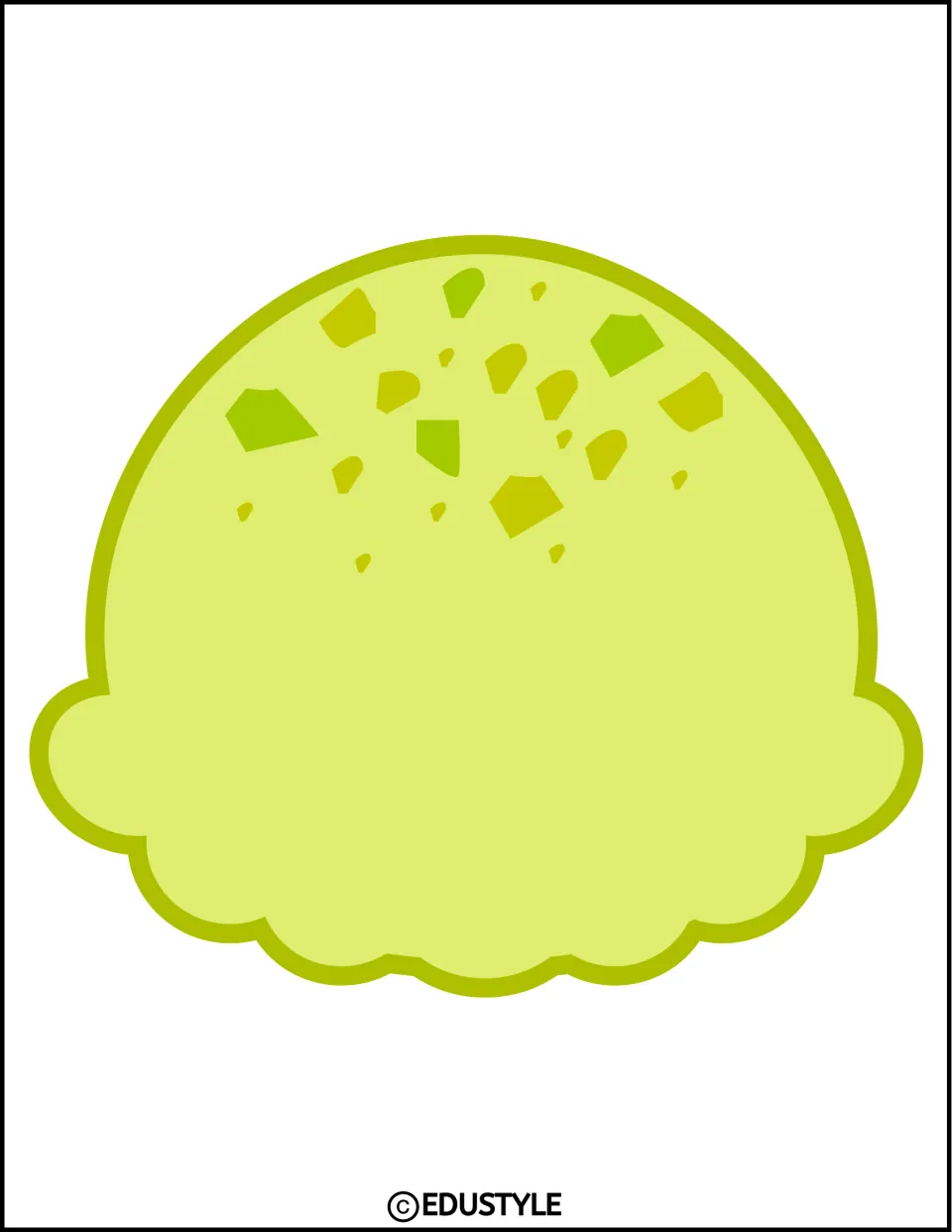 Ice cream scoop cut-out: a lime-green scoop sprinkled with green chopped nut pieces, printed full size for the wall
