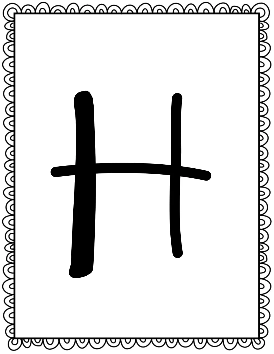 Bulletin board title letter H, printed individually as part of the companion's story title display