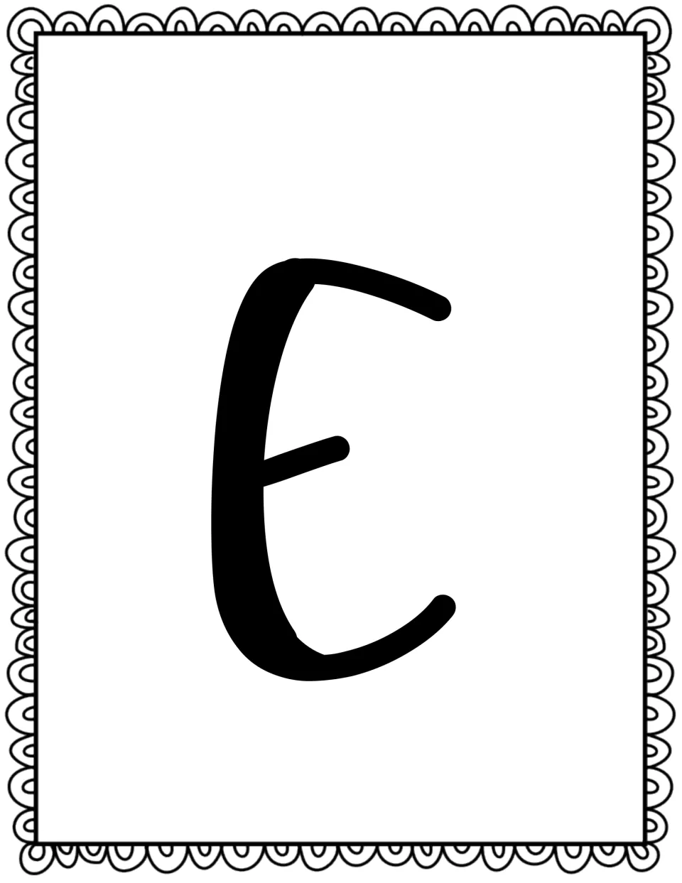 Bulletin board title letter E, printed individually as part of the companion's story title display
