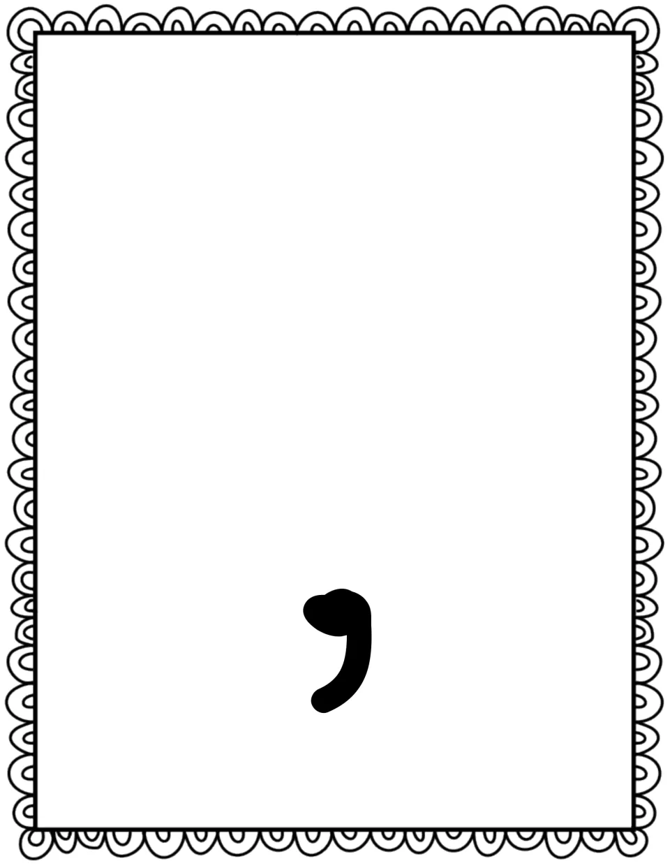 Bulletin board title comma, printed individually to follow the opening word in the story title display