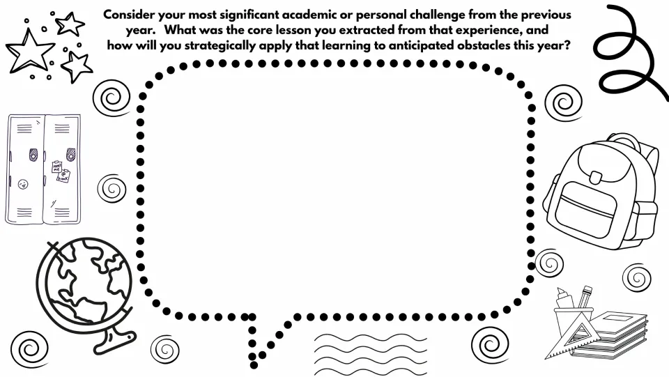 Reflection prompt on last year's biggest academic or personal challenge and applying its lesson this year