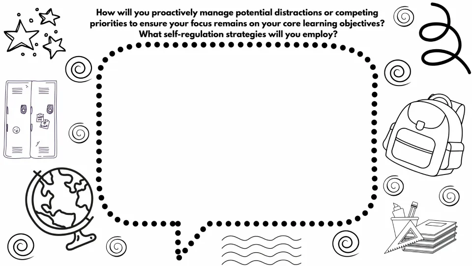 Reflection prompt on managing distractions and competing priorities through self-regulation strategies