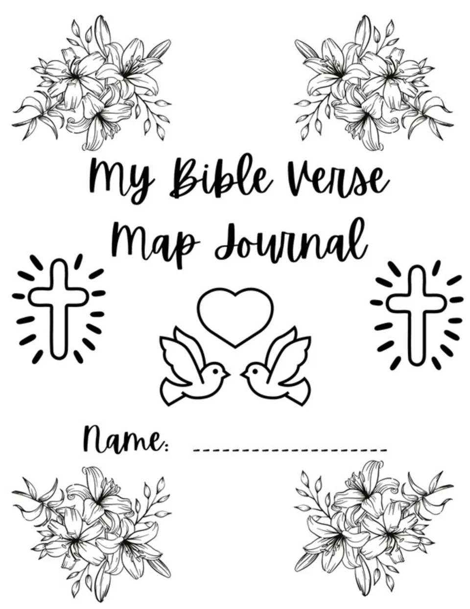 Bible verse mapping journal cover titled “My Bible Verse Map Journal,” with a place for the student's name.