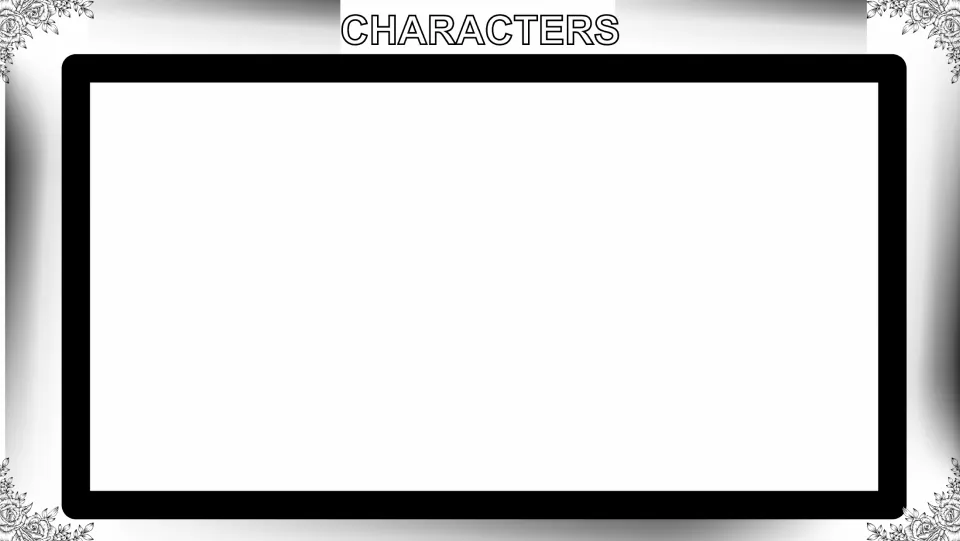 Character doodle notes page headed “Characters,” providing blank space for notes about a novel’s characters