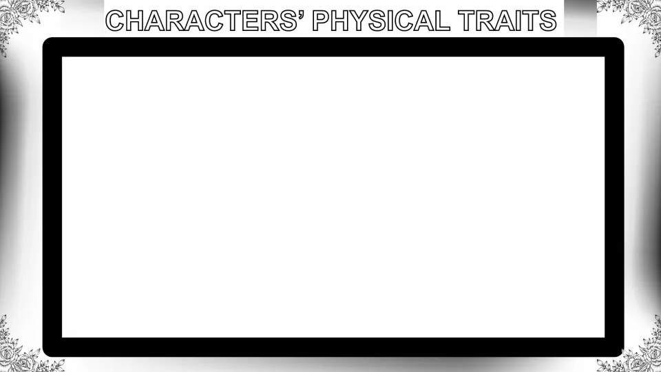 Character doodle notes page headed “Characters’ Physical Traits,” for notes on characters’ appearance