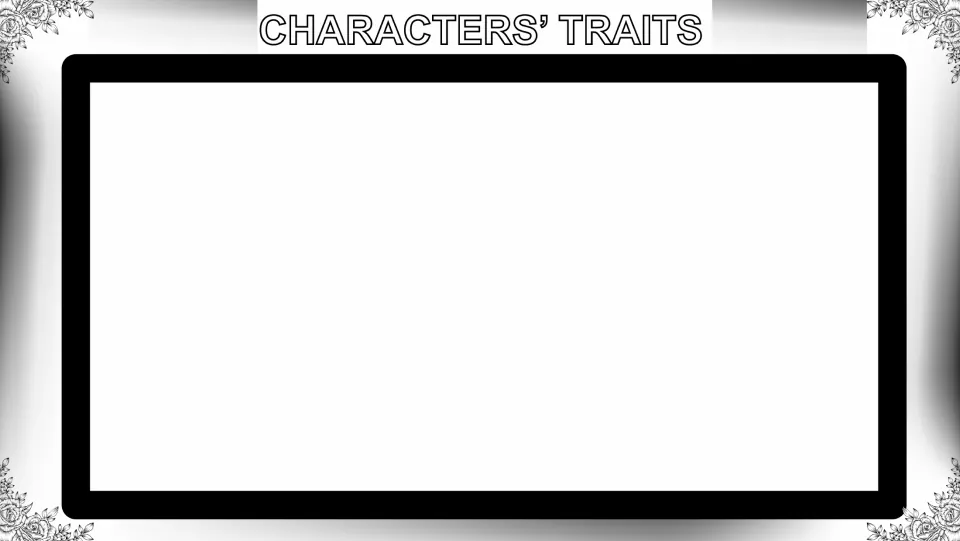 Character doodle notes page headed “Characters’ Traits,” providing space to record traits from a novel