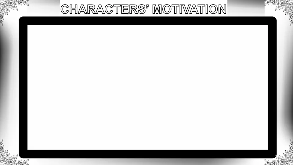 Character doodle notes page headed “Characters’ Motivation,” for notes on what drives characters in a novel