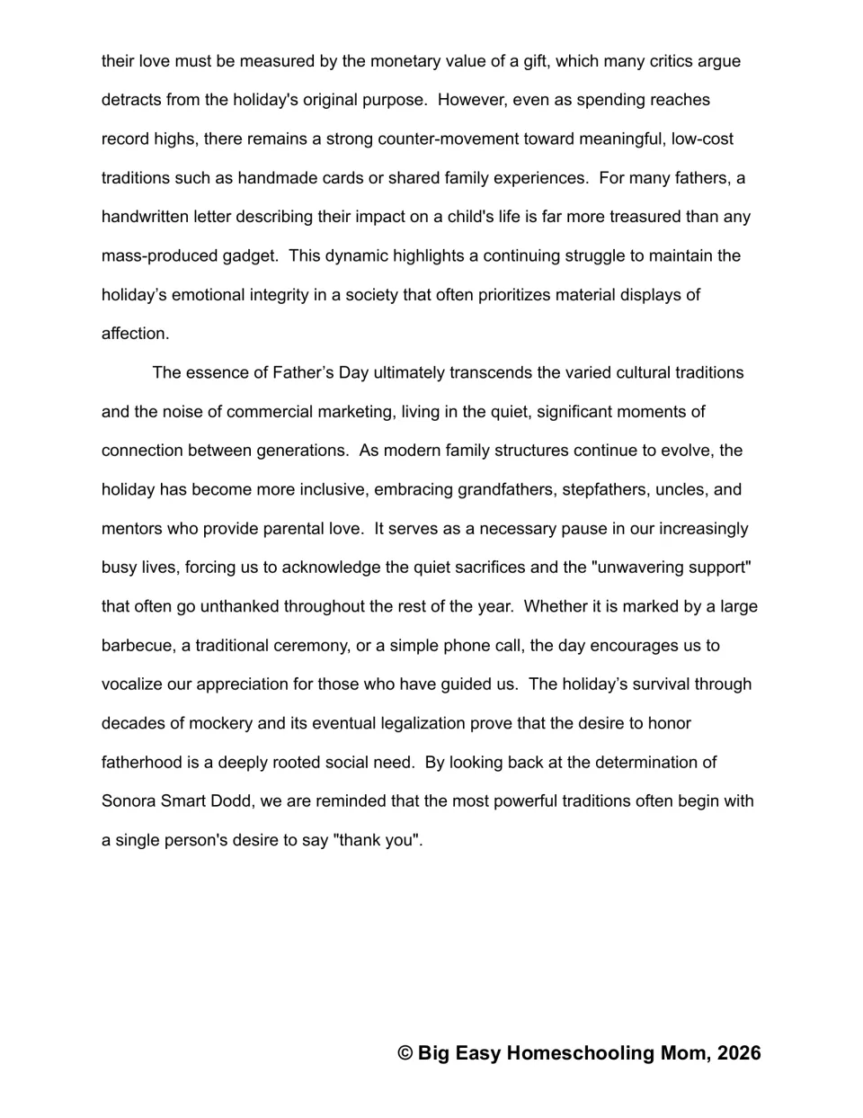 Passage ending: handmade gifts versus spending and a wider idea of fatherhood including stepfathers, uncles and mentors