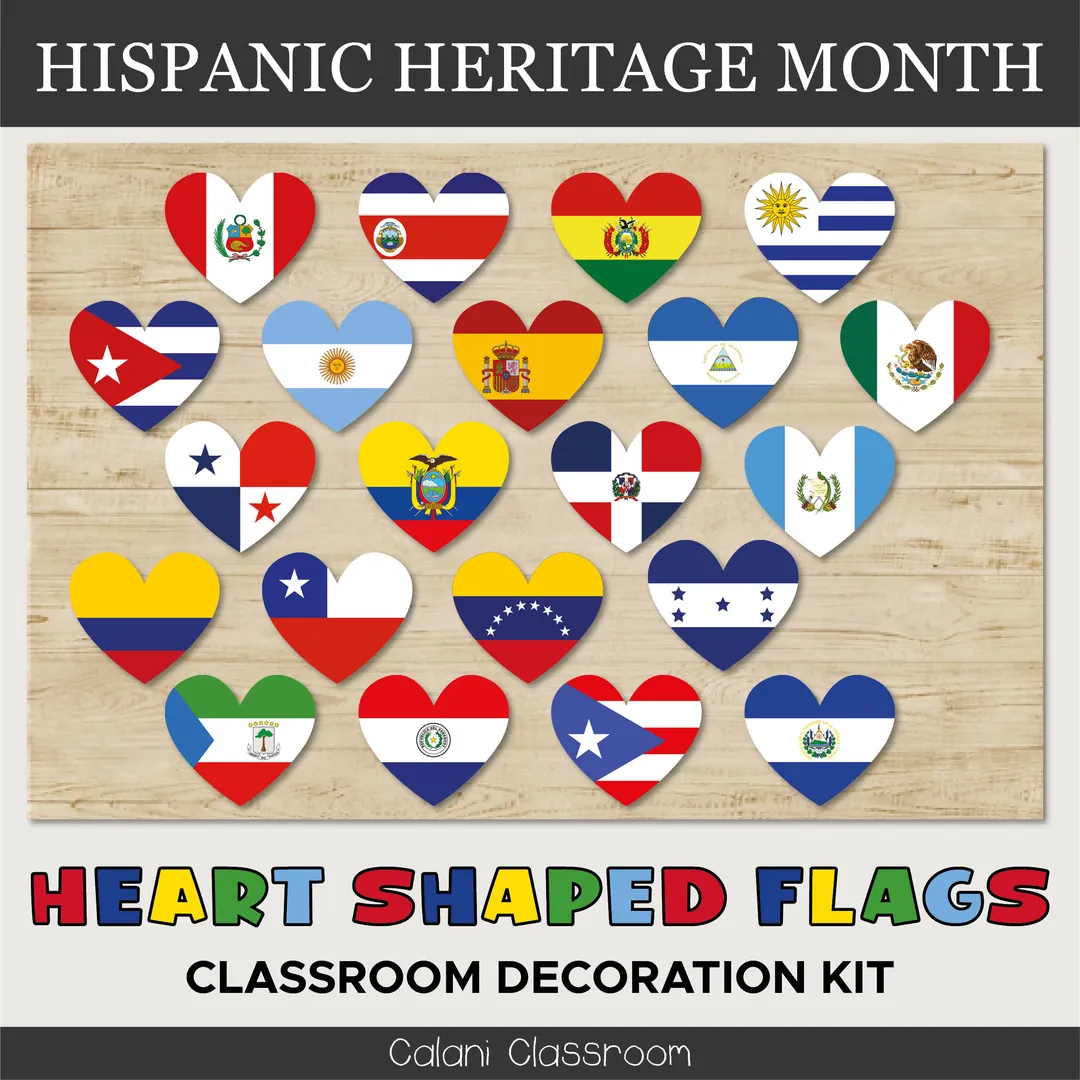 Hispanic Heritage Month – 21 Country Heart Flags – cover