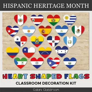 Hispanic Heritage Month – 21 Country Heart Flags – cover