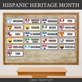 Hispanic Heritage Month – 21 Country Heart Flags – sample page 2