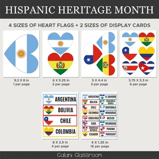 Hispanic Heritage Month – 21 Country Heart Flags – sample page 3