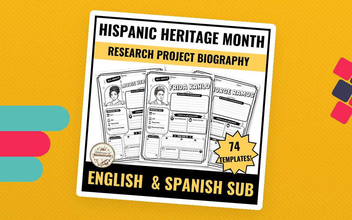 Hispanic Heritage Month Activities Biography Research Template Project teaching resource preview