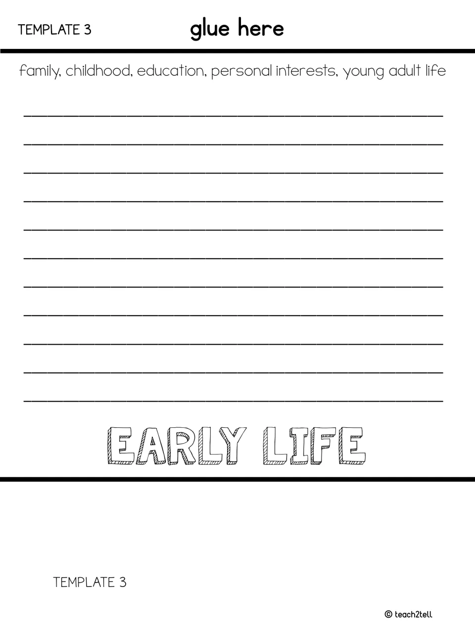 Early Life flipbook cut-out piece: students take notes on Chavez's family, childhood, education and young adult life