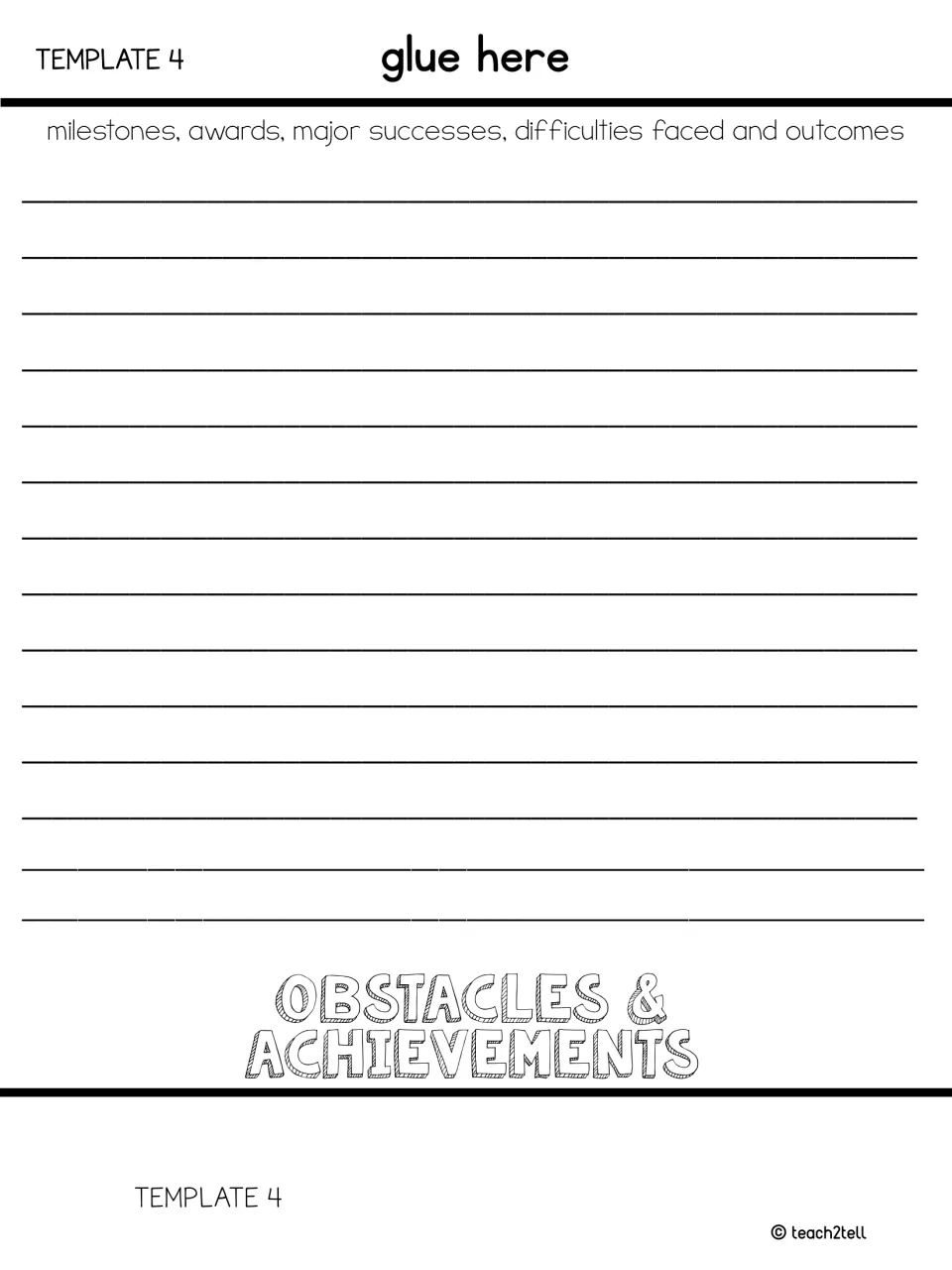 Obstacles & Achievements cut-out piece: students note Chavez's milestones, awards, successes, difficulties and outcomes