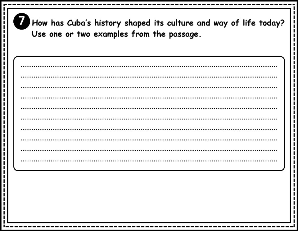 Cuba comprehension question 7: explain how history shaped culture and life using examples from the passage