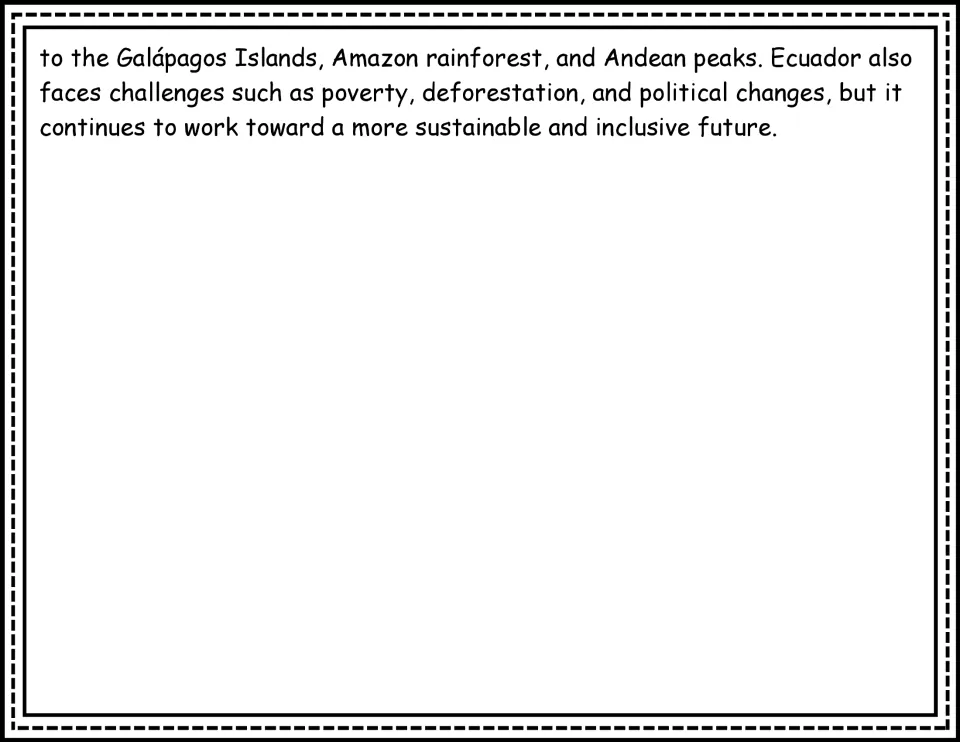 Ecuador passage conclusion discusses tourism, poverty, deforestation, and a more sustainable future