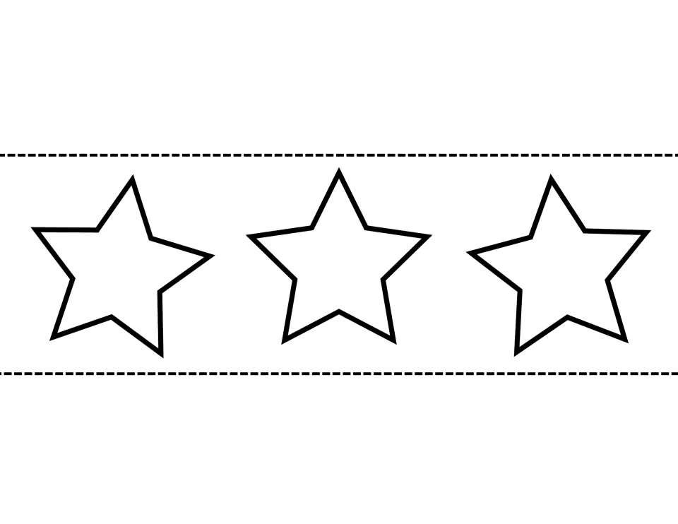 Crown band cut-out piece showing three outlined stars for students to color, cut out and attach to the crown front