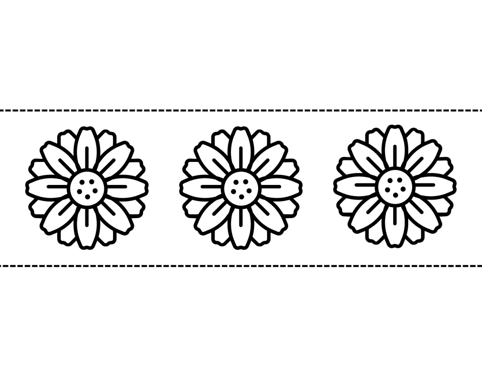 Crown band cut-out piece with three matching flowers for students to color, cut out and join to the crown