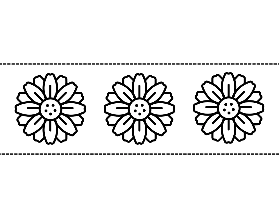 Coloring crown band strip for Hispanic Heritage Month, featuring three large flowers for students to color