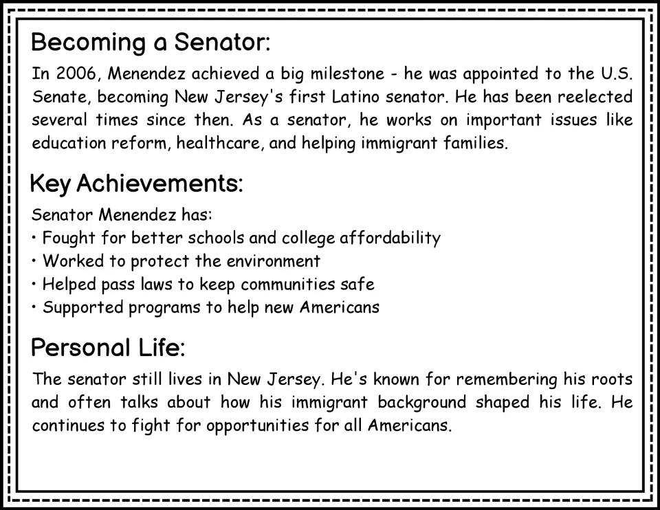 Biography continuation: Senate appointment in 2006, education and immigration work, and personal life