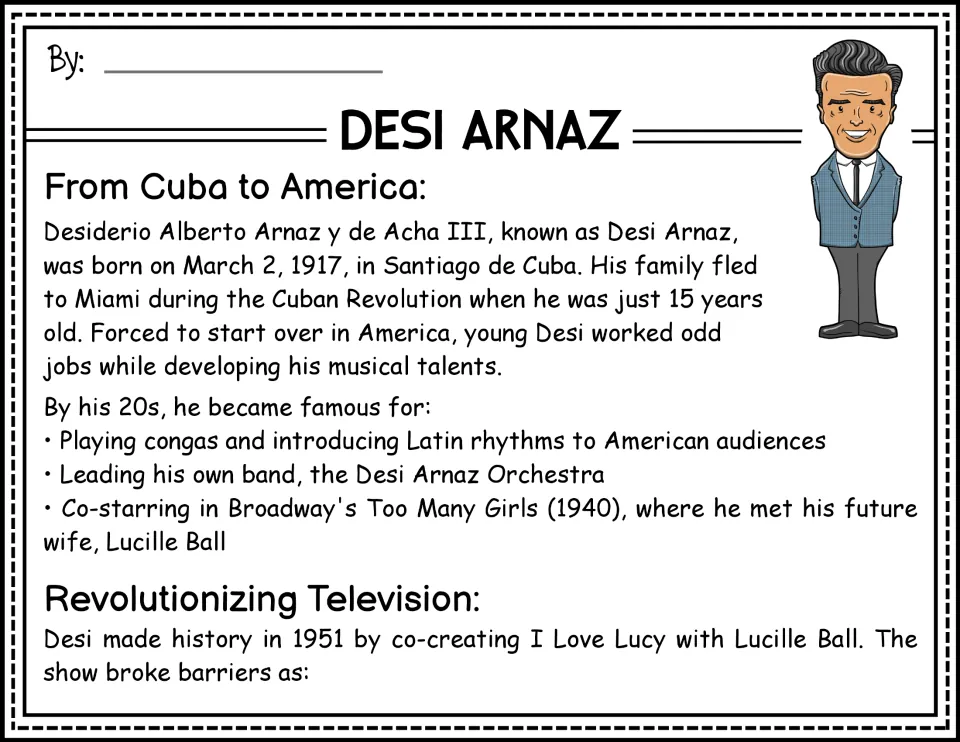 Biography opening: Desi Arnaz moves from Cuba to America, builds a music career, and helps create I Love Lucy.